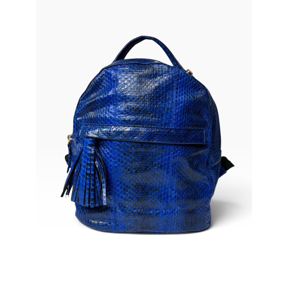 Beirn Electric Blue Watersnake Skin Tassel Backpack Luxury Exotic Leather Bag